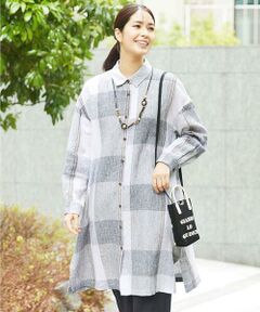 GIANNI LO GIUDICE / ジャンニ・ロ・ジュディチェ シャツ・ブラウス | [洗える]リネンチェックロングシャツブラウス