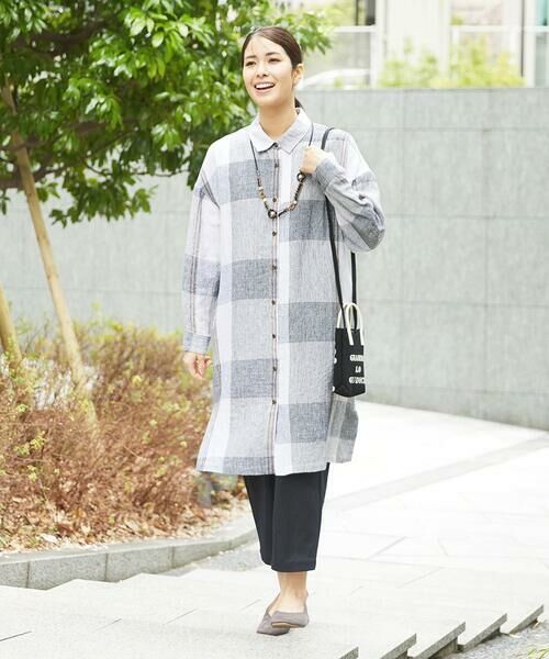 GIANNI LO GIUDICE / ジャンニ・ロ・ジュディチェ シャツ・ブラウス | [洗える]リネンチェックロングシャツブラウス | 詳細1