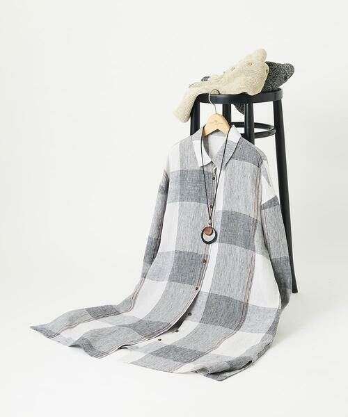 GIANNI LO GIUDICE / ジャンニ・ロ・ジュディチェ シャツ・ブラウス | [洗える]リネンチェックロングシャツブラウス | 詳細18