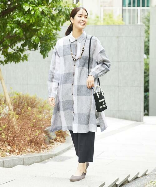 GIANNI LO GIUDICE / ジャンニ・ロ・ジュディチェ シャツ・ブラウス | [洗える]リネンチェックロングシャツブラウス | 詳細2