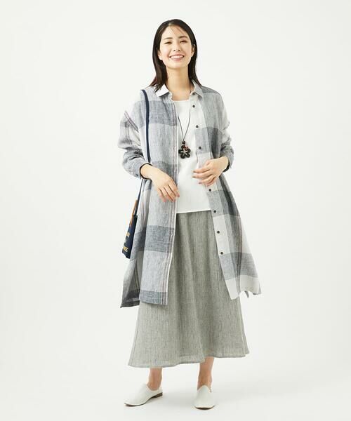 GIANNI LO GIUDICE / ジャンニ・ロ・ジュディチェ シャツ・ブラウス | [洗える]リネンチェックロングシャツブラウス | 詳細23