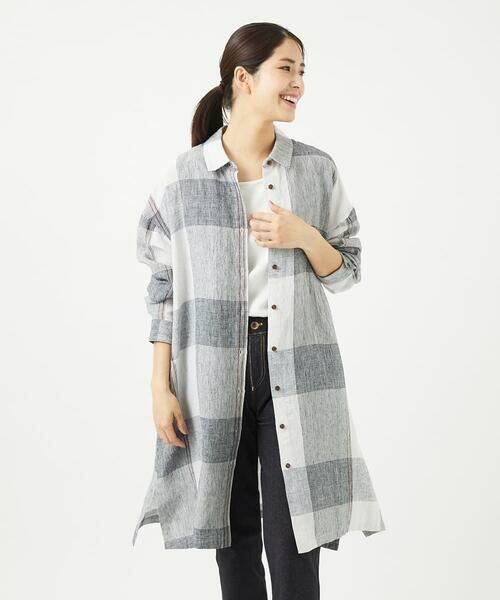 GIANNI LO GIUDICE / ジャンニ・ロ・ジュディチェ シャツ・ブラウス | [洗える]リネンチェックロングシャツブラウス | 詳細3