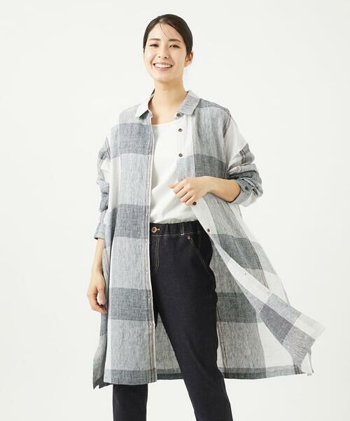 GIANNI LO GIUDICE / ジャンニ・ロ・ジュディチェ シャツ・ブラウス | [洗える]リネンチェックロングシャツブラウス | 詳細4
