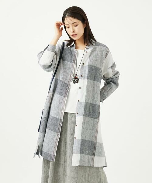 GIANNI LO GIUDICE / ジャンニ・ロ・ジュディチェ シャツ・ブラウス | [洗える]リネンチェックロングシャツブラウス | 詳細5
