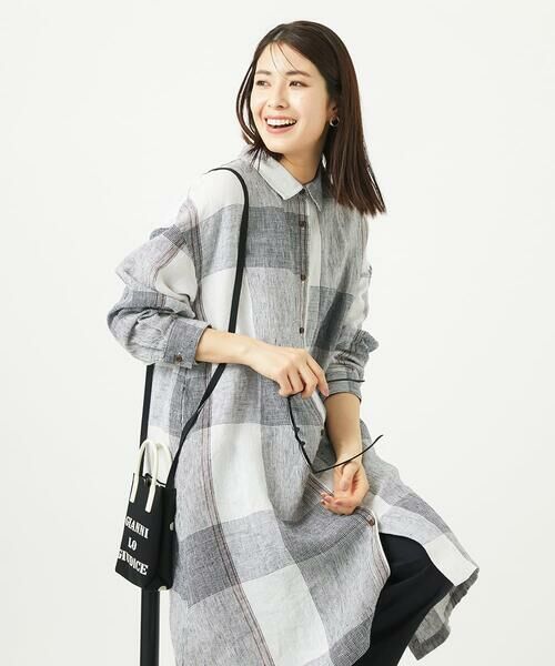 GIANNI LO GIUDICE / ジャンニ・ロ・ジュディチェ シャツ・ブラウス | [洗える]リネンチェックロングシャツブラウス | 詳細6