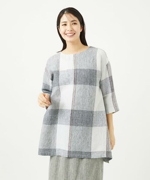 GIANNI LO GIUDICE / ジャンニ・ロ・ジュディチェ シャツ・ブラウス | [洗える]リネンチェックプルオーバーブラウス | 詳細1