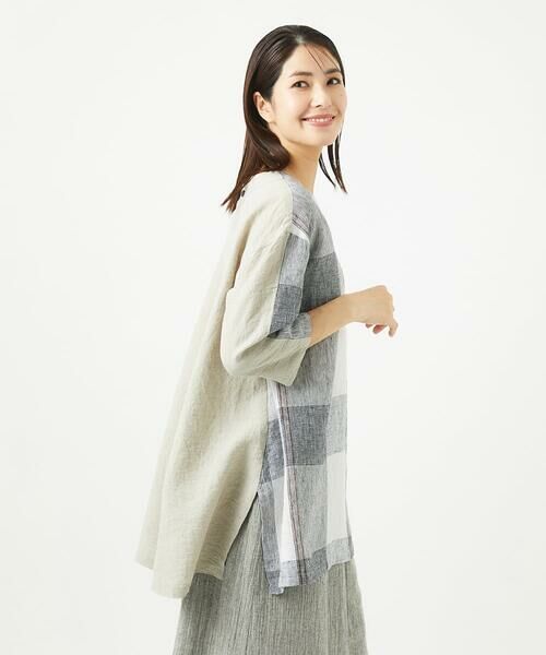 GIANNI LO GIUDICE / ジャンニ・ロ・ジュディチェ シャツ・ブラウス | [洗える]リネンチェックプルオーバーブラウス | 詳細2
