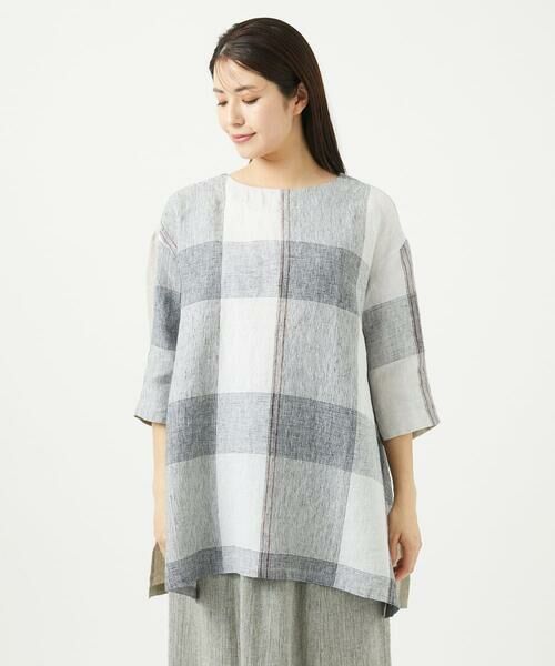 GIANNI LO GIUDICE / ジャンニ・ロ・ジュディチェ シャツ・ブラウス | [洗える]リネンチェックプルオーバーブラウス | 詳細4