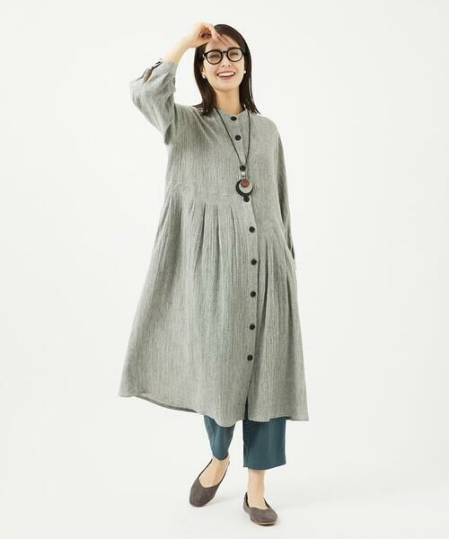 GIANNI LO GIUDICE / ジャンニ・ロ・ジュディチェ ロング・マキシ丈ワンピース | GREEKストライプ楊柳ブラウスワンピース | 詳細15