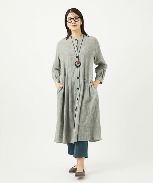 GIANNI LO GIUDICE / ジャンニ・ロ・ジュディチェ ロング・マキシ丈ワンピース | GREEKストライプ楊柳ブラウスワンピース | 詳細16