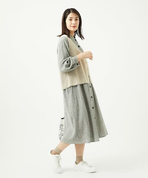 GIANNI LO GIUDICE / ジャンニ・ロ・ジュディチェ ロング・マキシ丈ワンピース | GREEKストライプ楊柳ブラウスワンピース | 詳細19