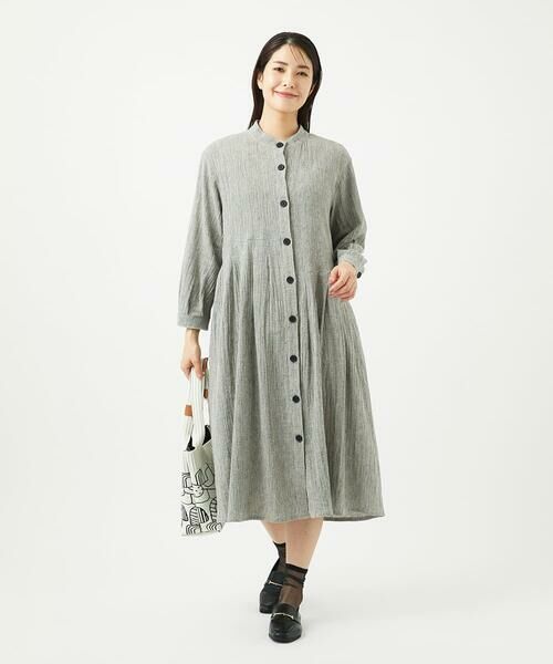 GIANNI LO GIUDICE / ジャンニ・ロ・ジュディチェ ロング・マキシ丈ワンピース | GREEKストライプ楊柳ブラウスワンピース | 詳細4