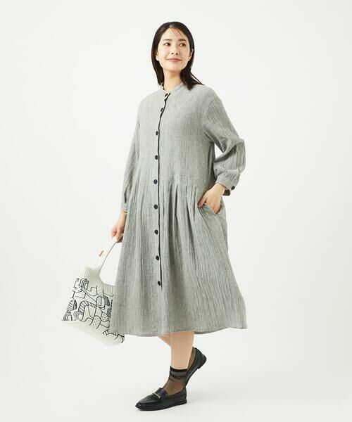 GIANNI LO GIUDICE / ジャンニ・ロ・ジュディチェ ロング・マキシ丈ワンピース | GREEKストライプ楊柳ブラウスワンピース | 詳細5