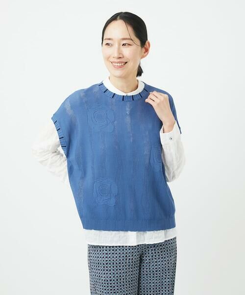GIANNI LO GIUDICE / ジャンニ・ロ・ジュディチェ ニット・セーター | [洗える]アイレットフラワーニットベスト | 詳細3