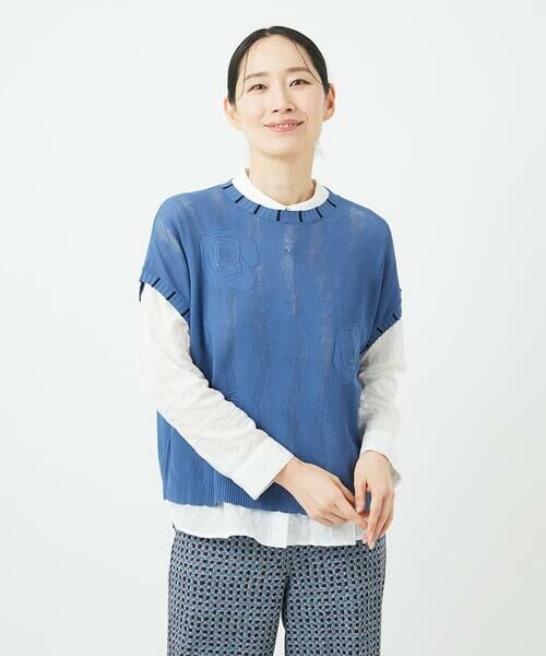 GIANNI LO GIUDICE / ジャンニ・ロ・ジュディチェ ニット・セーター | [洗える]アイレットフラワーニットベスト | 詳細5