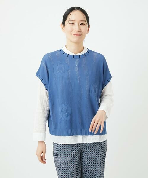 GIANNI LO GIUDICE / ジャンニ・ロ・ジュディチェ ニット・セーター | [洗える]アイレットフラワーニットベスト | 詳細6