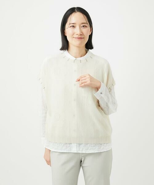 GIANNI LO GIUDICE / ジャンニ・ロ・ジュディチェ ニット・セーター | [洗える]アイレットフラワーニットベスト | 詳細28