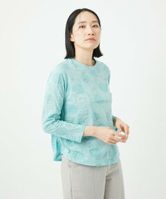 [洗える・日本製]浮雲ジャガードショート丈カットソー Maison de CINQ｜[日本製]浮雲ジャガードショート丈カットソー