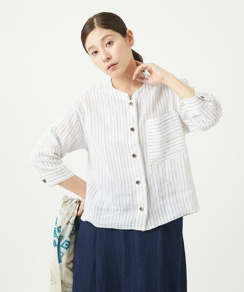 GIANNI LO GIUDICE / ジャンニ・ロ・ジュディチェ シャツ・ブラウス | [洗える]リネンストライプシャツブラウス | 詳細1