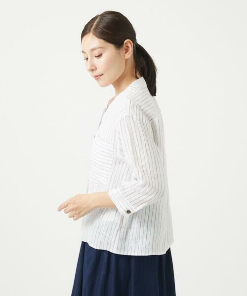 GIANNI LO GIUDICE / ジャンニ・ロ・ジュディチェ シャツ・ブラウス | [洗える]リネンストライプシャツブラウス | 詳細3