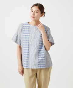 GIANNI LO GIUDICE / ジャンニ・ロ・ジュディチェ シャツ・ブラウス | [洗える]シャーリングストライプブラウス