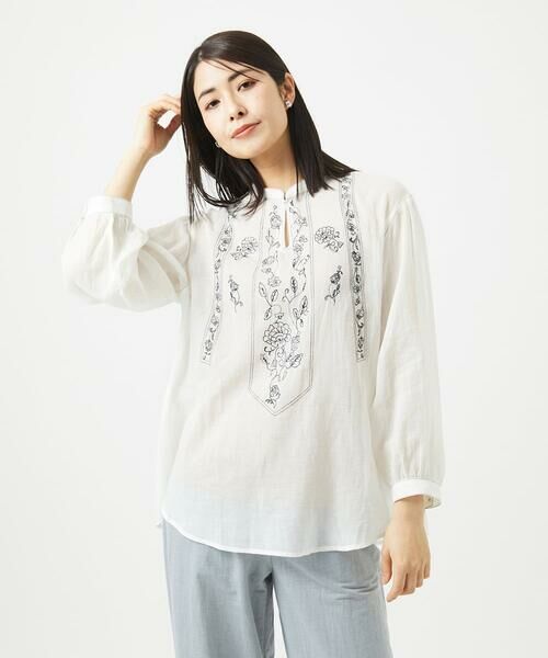 GIANNI LO GIUDICE / ジャンニ・ロ・ジュディチェ シャツ・ブラウス | [洗える]コットンガーゼ刺繍ブラウス | 詳細1