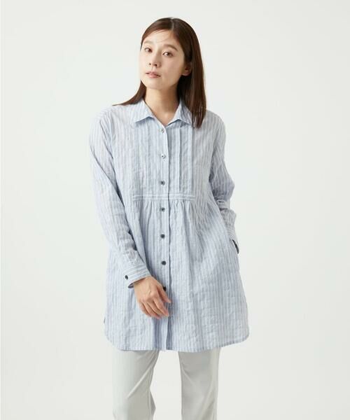 GIANNI LO GIUDICE / ジャンニ・ロ・ジュディチェ シャツ・ブラウス | [洗える]シャーリングストライプチュニックブラウス | 詳細2