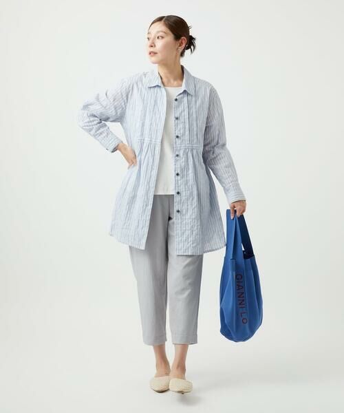 GIANNI LO GIUDICE / ジャンニ・ロ・ジュディチェ シャツ・ブラウス | [洗える]シャーリングストライプチュニックブラウス | 詳細6