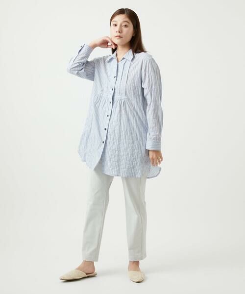 GIANNI LO GIUDICE / ジャンニ・ロ・ジュディチェ シャツ・ブラウス | [洗える]シャーリングストライプチュニックブラウス | 詳細7