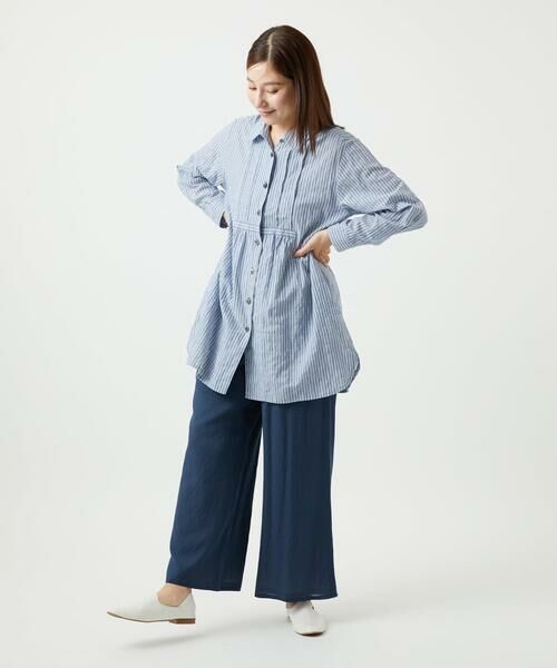 GIANNI LO GIUDICE / ジャンニ・ロ・ジュディチェ シャツ・ブラウス | [洗える]シャーリングストライプチュニックブラウス | 詳細17