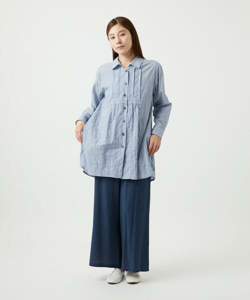 GIANNI LO GIUDICE / ジャンニ・ロ・ジュディチェ シャツ・ブラウス | [洗える]シャーリングストライプチュニックブラウス | 詳細18