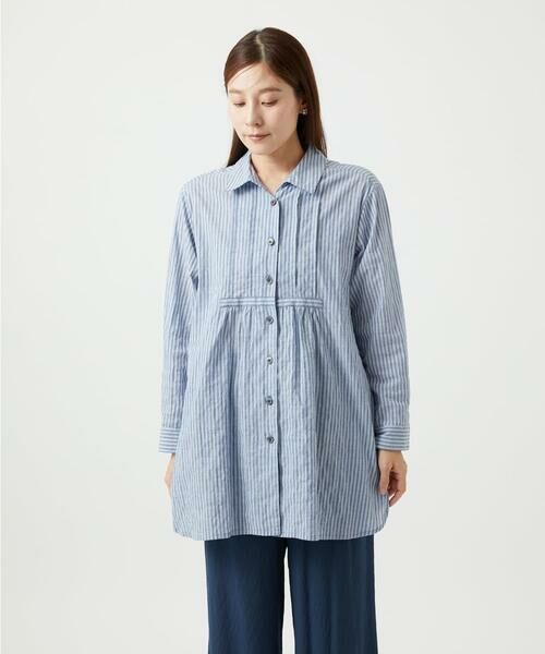 GIANNI LO GIUDICE / ジャンニ・ロ・ジュディチェ シャツ・ブラウス | [洗える]シャーリングストライプチュニックブラウス | 詳細9