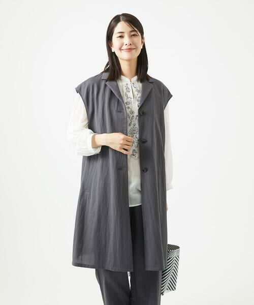 GIANNI LO GIUDICE/ジャンニ・ロ・ジュディチェ [洗える]コットンナイロンカノコ編みロングジレ ダークグレー M