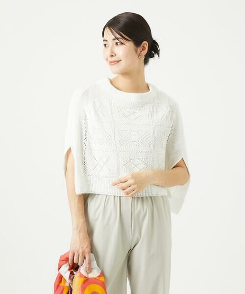 GIANNI LO GIUDICE / ジャンニ・ロ・ジュディチェ ニット・セーター | [日本製]コットンレース編みニットポンチョ風ベスト | 詳細3