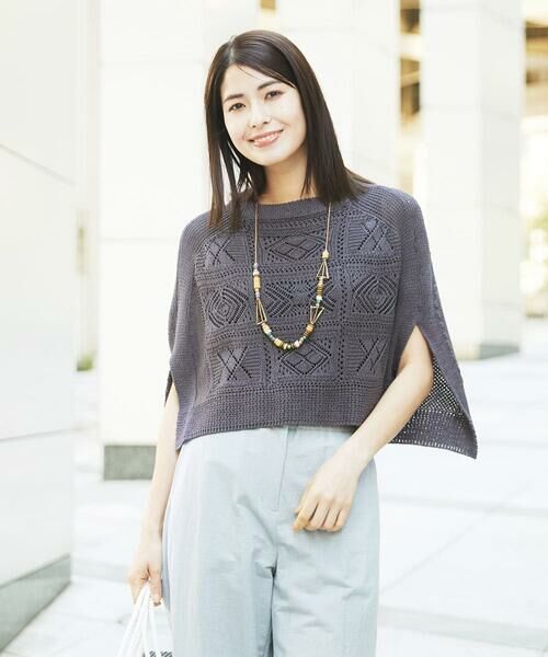 GIANNI LO GIUDICE / ジャンニ・ロ・ジュディチェ ニット・セーター | [日本製]コットンレース編みニットポンチョ風ベスト | 詳細18