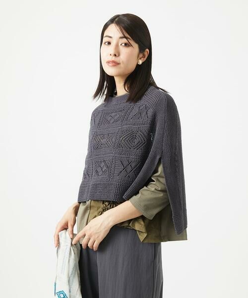 GIANNI LO GIUDICE / ジャンニ・ロ・ジュディチェ ニット・セーター | [日本製]コットンレース編みニットポンチョ風ベスト | 詳細19