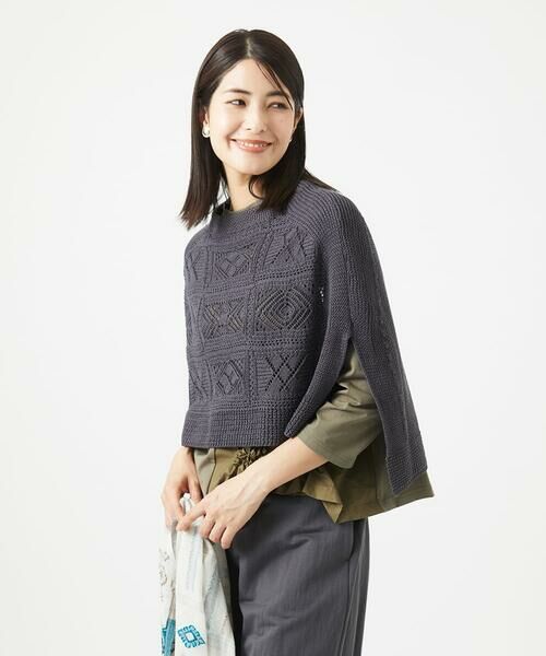 GIANNI LO GIUDICE / ジャンニ・ロ・ジュディチェ ニット・セーター | [日本製]コットンレース編みニットポンチョ風ベスト | 詳細20