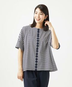 GIANNI LO GIUDICE / ジャンニ・ロ・ジュディチェ カットソー | [洗える・日本製]コンパクトボーダーフラワーモチーフカットソー