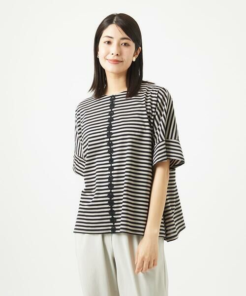 GIANNI LO GIUDICE / ジャンニ・ロ・ジュディチェ カットソー | [洗える・日本製]コンパクトボーダーフラワーモチーフカットソー | 詳細2