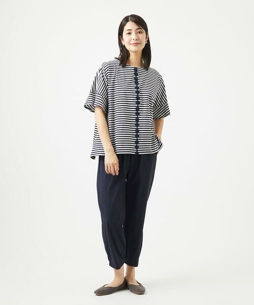 GIANNI LO GIUDICE / ジャンニ・ロ・ジュディチェ カットソー | [洗える・日本製]コンパクトボーダーフラワーモチーフカットソー | 詳細16