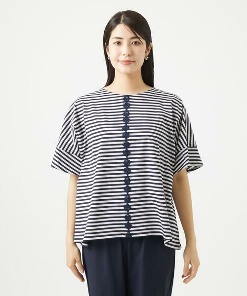 GIANNI LO GIUDICE / ジャンニ・ロ・ジュディチェ カットソー | [洗える・日本製]コンパクトボーダーフラワーモチーフカットソー | 詳細9