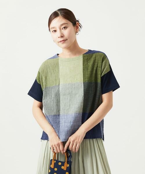 GIANNI LO GIUDICE / ジャンニ・ロ・ジュディチェ カットソー | [洗える・日本製]コットンレーヨンランダムチェックブラウスカットソー | 詳細1