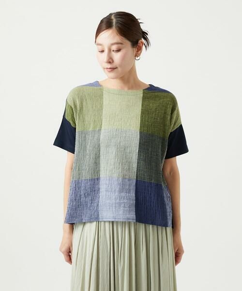 GIANNI LO GIUDICE / ジャンニ・ロ・ジュディチェ カットソー | [洗える・日本製]コットンレーヨンランダムチェックブラウスカットソー | 詳細3