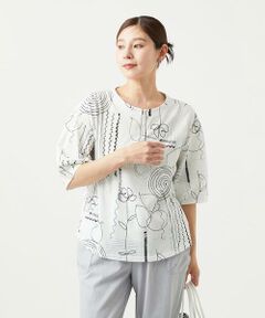 GIANNI LO GIUDICE / ジャンニ・ロ・ジュディチェ カットソー | [洗える・日本製]線描きフラワープリントカットソー