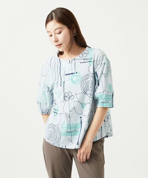 GIANNI LO GIUDICE / ジャンニ・ロ・ジュディチェ カットソー | [洗える・日本製]線描きフラワープリントカットソー | 詳細1