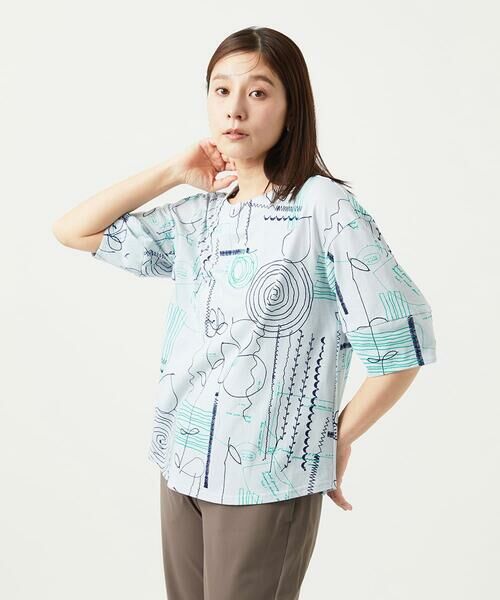 GIANNI LO GIUDICE / ジャンニ・ロ・ジュディチェ カットソー | [洗える・日本製]線描きフラワープリントカットソー | 詳細2