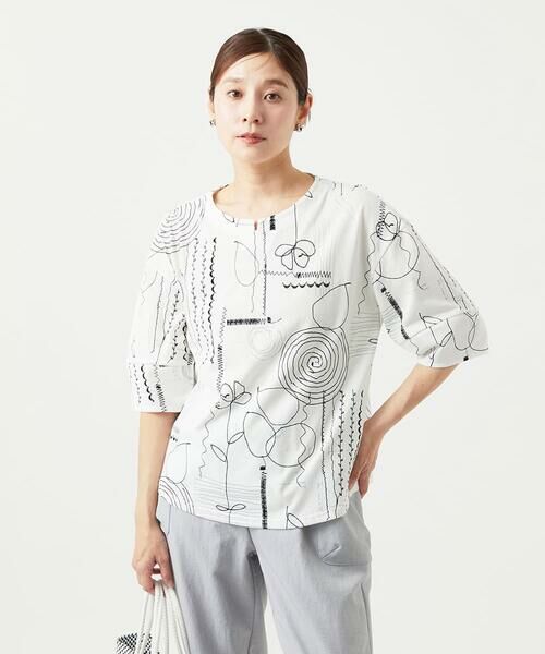 GIANNI LO GIUDICE / ジャンニ・ロ・ジュディチェ カットソー | [洗える・日本製]線描きフラワープリントカットソー | 詳細7