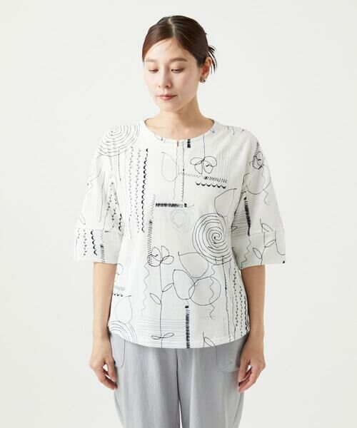 GIANNI LO GIUDICE / ジャンニ・ロ・ジュディチェ カットソー | [洗える・日本製]線描きフラワープリントカットソー | 詳細8