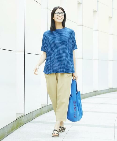 GIANNI LO GIUDICE / ジャンニ・ロ・ジュディチェ カットソー | [洗える・日本製]麻混ギンガムワッシャージャガードカットソー | 詳細1