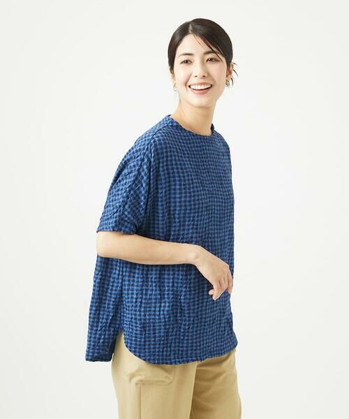 GIANNI LO GIUDICE / ジャンニ・ロ・ジュディチェ カットソー | [洗える・日本製]麻混ギンガムワッシャージャガードカットソー | 詳細3